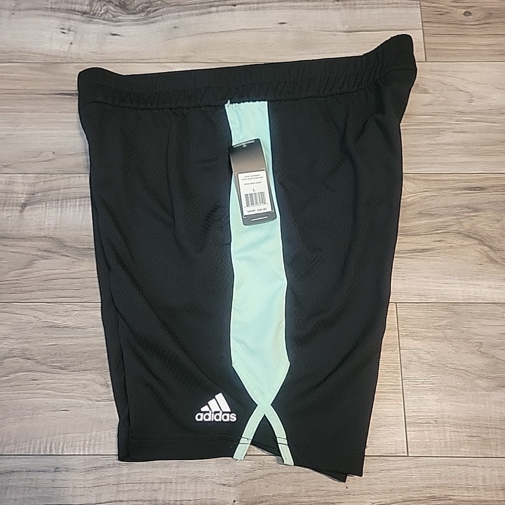 Adidas Golf Mesh Shorts Mens Large Black/Mint NEW $40 Retail